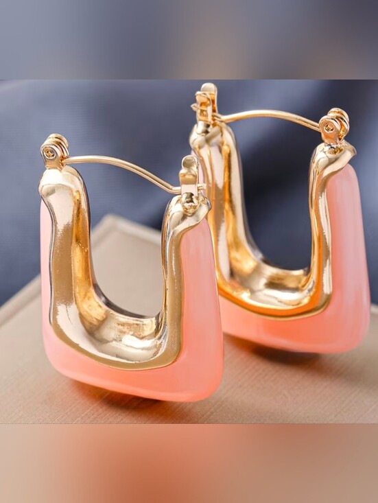 Jewelry - Gold & Pink Hoop Earrings